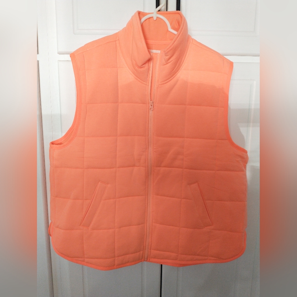 Lou & Grey Signature Soft Coral Pink Quilted Vest Size XL Boho Chic Classic